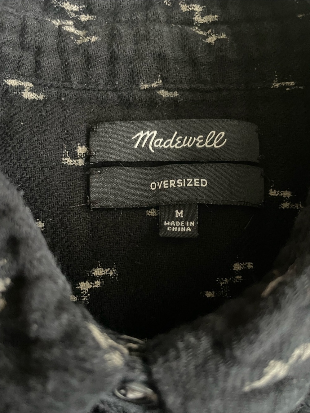Madewell 100% Cotton Soft Black Patterned Button-Up - Picture 2 of 6